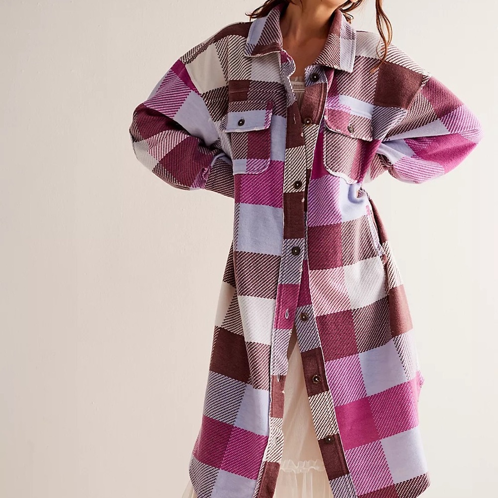 Free People We The Free Plaid Long Ruby